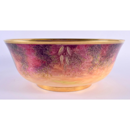 102 - A VERY LARGE ROYAL WORCESTER ARTIST LEIGHTON MAYBURY FRUIT PAINTED BOWL painted with large apples an... 