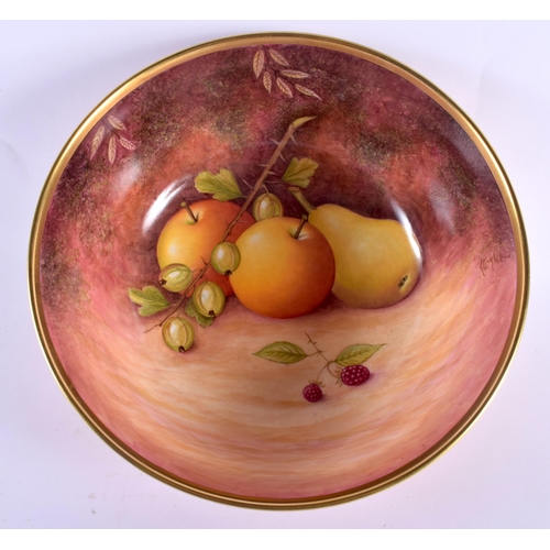 102 - A VERY LARGE ROYAL WORCESTER ARTIST LEIGHTON MAYBURY FRUIT PAINTED BOWL painted with large apples an... 