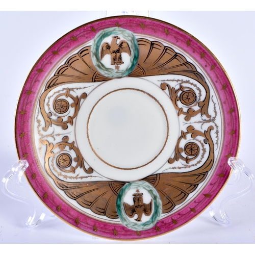 104 - AN EARLY 19TH CENTURY FRENCH PARIS EMPIRE PORCELAIN CUP AND SAUCER together with a later French Sevr... 