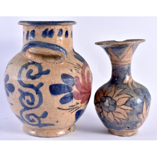 118 - TWO 19TH CENTURY PERSIAN VASES. Largest 20 cm x 14 cm. (2)