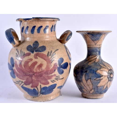 118 - TWO 19TH CENTURY PERSIAN VASES. Largest 20 cm x 14 cm. (2)