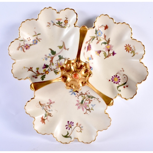 120 - A LARGE ROYAL WORCESTER BLUSH IVORY PORCELAIN HORDEVRES DISH. 30 cm wide.