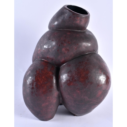 121 - A LARGE BOTERO INSPIRED POTTERY VASE. 28 cm x 18 cm.