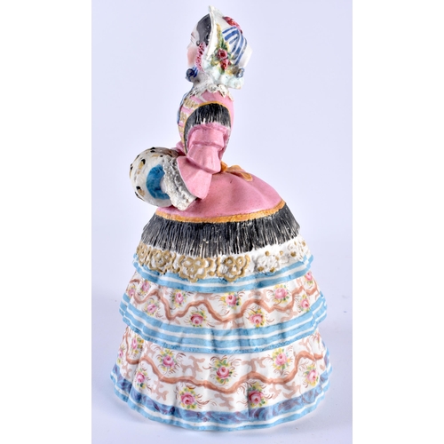 139 - A 19TH CENTURY FRENCH BISQUE PORCELAIN BONBONIERRE AND COVER formed as a female wearing long robes. ... 