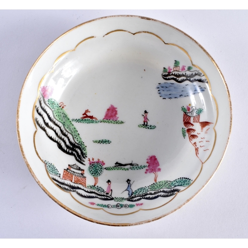 166 - Late 18th century Chamberlains Worcester teabowl and saucer painted with the Stag Hunt pattern, mark... 