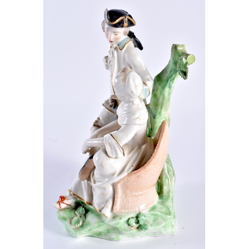 170 - Mid 18th century Derby figural group of the Stocking- Mender, depicting a servant girl seated darnin... 