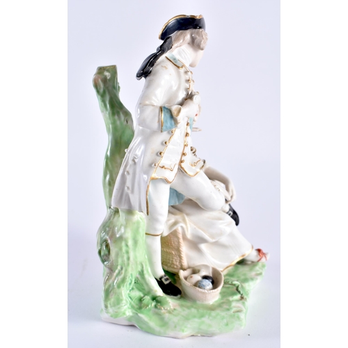 170 - Mid 18th century Derby figural group of the Stocking- Mender, depicting a servant girl seated darnin... 