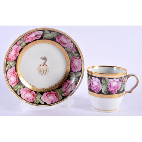 19 - AN EARLY 19TH CENTURY CHAMBERLAINS WORCESTER ARMORIAL CUP AND SAUCER from the Roland Hembrow Collect... 