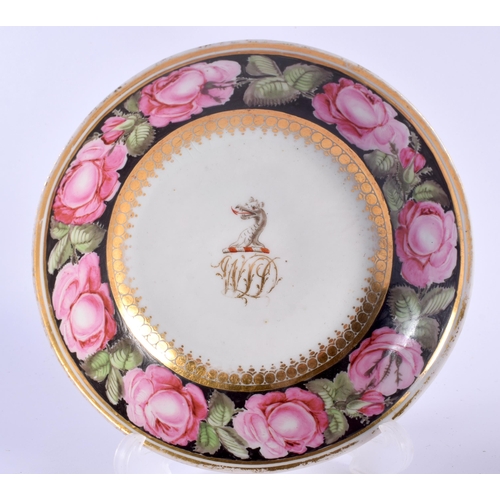 19 - AN EARLY 19TH CENTURY CHAMBERLAINS WORCESTER ARMORIAL CUP AND SAUCER from the Roland Hembrow Collect... 