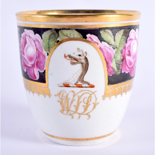 19 - AN EARLY 19TH CENTURY CHAMBERLAINS WORCESTER ARMORIAL CUP AND SAUCER from the Roland Hembrow Collect... 