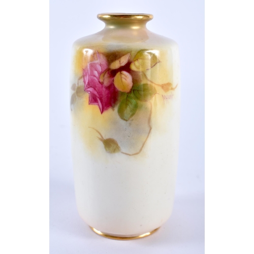 198 - Royal Worcester vase painted with Hadley style roses by Millie Hunt, signed, date mark 1929, shape 2... 