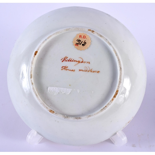 20 - A RARE 18TH CENTURY WORCESTER FLUTED TEABOWL AND SAUCER painted with a view of Hillingdon House Midd... 