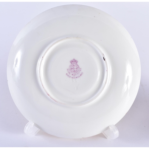 217 - Royal Worcester teacup and saucer, the cup painted inside with fruit by Harry Ayrton, signed the sau... 