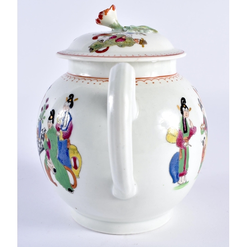 222 - 18th century Worcester teapot and cover painted with the Chinese Family and High Table pattern, B. D... 