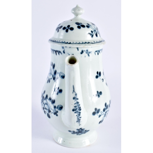 226 - Liverpool coffee pot and cover painted with flowers. 19.5cm