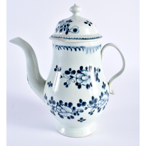 226 - Liverpool coffee pot and cover painted with flowers. 19.5cm