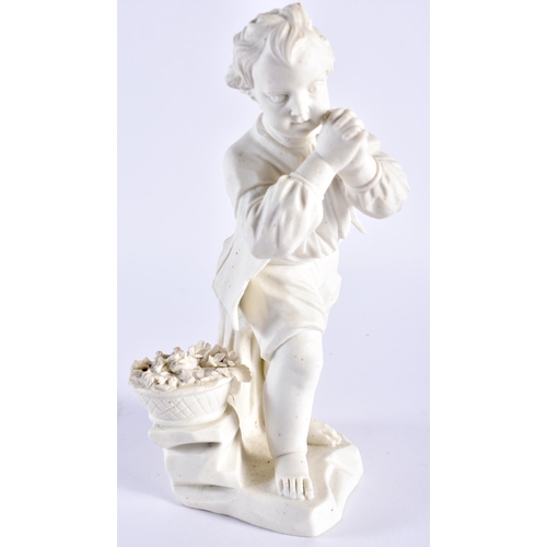 234 - Sevres biscuit porcelain figure of a young boy gardener 'Le Jeune Suppliant' by Pierre Blondeau afte... 