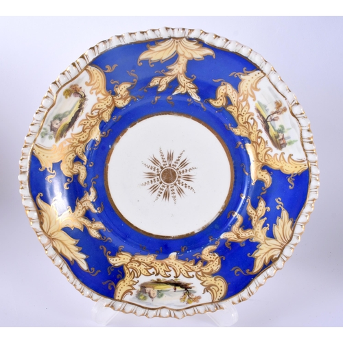 23 - AN UNUSUAL MID 19TH CENTURY CHAMBERLAINS WORCESTER PLATE painted with a bird amongst acorns and leav... 