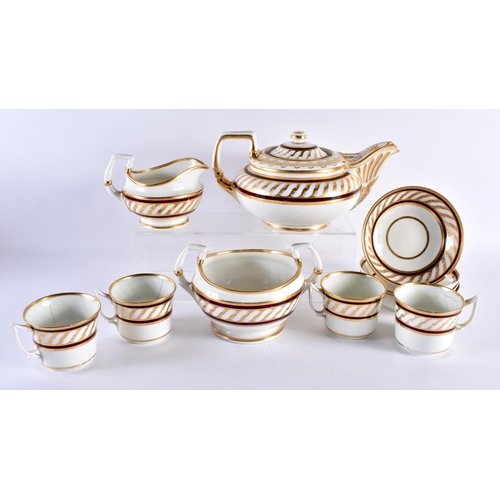 246 - Derby part tea set, a teapot and cover, sugar bowl, cream jug, and four cups and saucers decorated w... 