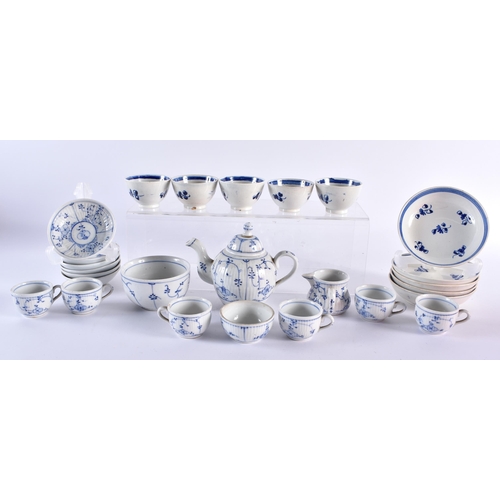 249 - Continental miniature childs tea set, decorated with periwinkle including teapot and cover, milk jug... 