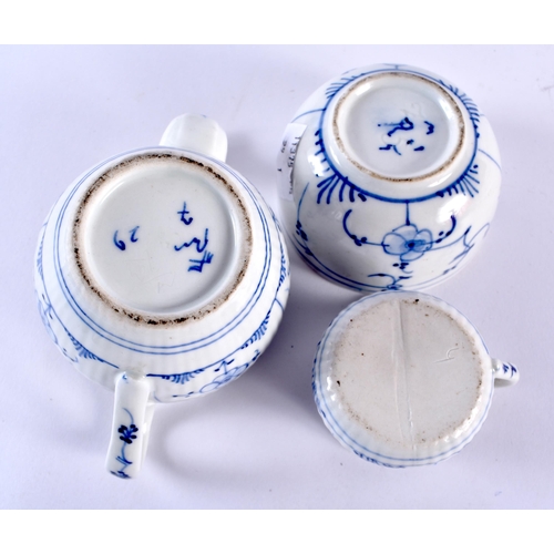 249 - Continental miniature childs tea set, decorated with periwinkle including teapot and cover, milk jug... 