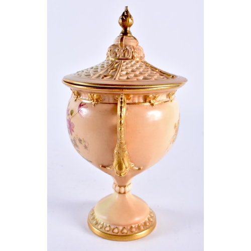 261 - Royal Worcester pot pourri vase and inner and outer cover with pierced cover and two tone ivory date... 