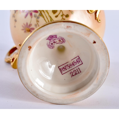 261 - Royal Worcester pot pourri vase and inner and outer cover with pierced cover and two tone ivory date... 