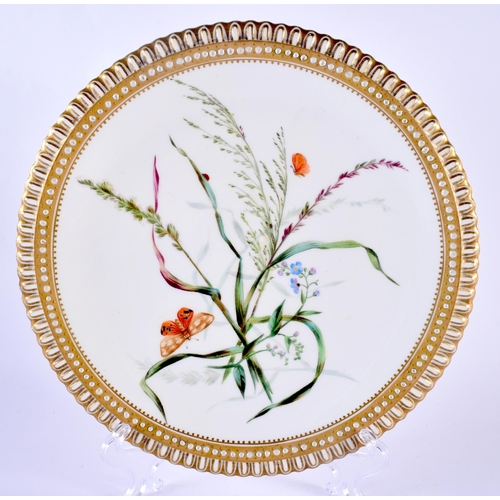 29 - THREE MID 19TH CENTURY WORCESTER KERR & BINNS PORCELAIN PLATES of floral design. 24 cm wide. (3)