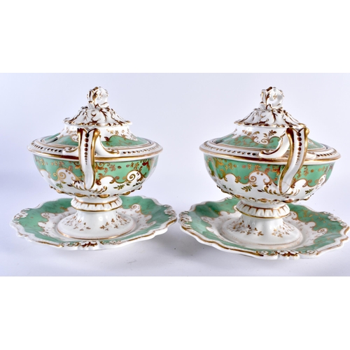 294 - Minton jardiniere each side painted with a lady, green mark to base. 10cm wide