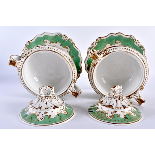 294 - Minton jardiniere each side painted with a lady, green mark to base. 10cm wide