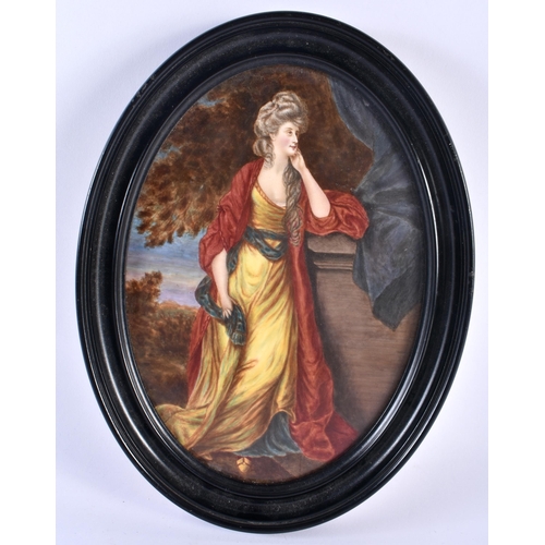 295 - Minton porcelain plaque painted with Lady Manners after Sir Joshua Reynolds. 29cm x 21cm.