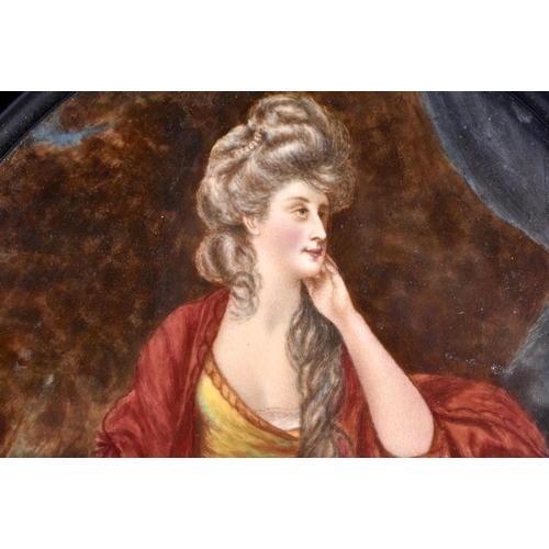 295 - Minton porcelain plaque painted with Lady Manners after Sir Joshua Reynolds. 29cm x 21cm.