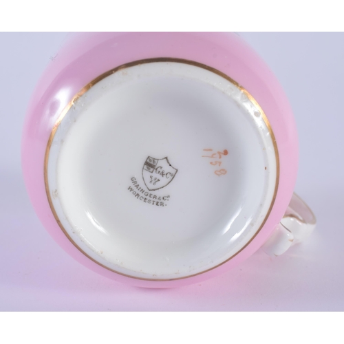 30 - TWO 19TH CENTURY GRAINGERS WORCESTER PORCELAIN TRIOS and a cup & saucer, including an unusual pink g... 