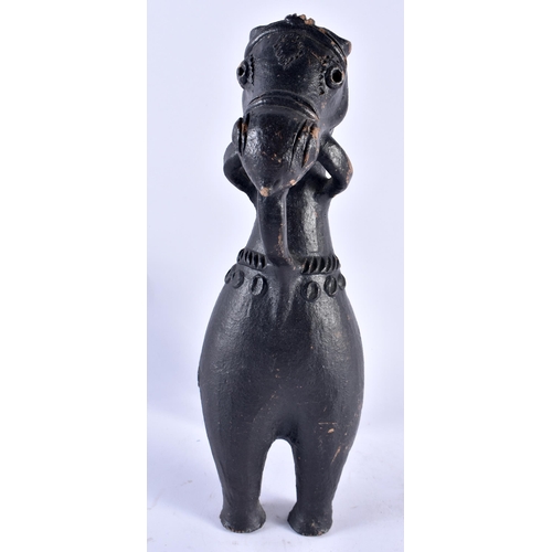 305 - A LARGE 18TH/19TH CENTURY SOUTHERN EUROPEAN POTTERY FIGURE OF A HORSE of zoomorphic form, after the ... 