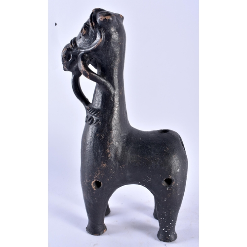 305 - A LARGE 18TH/19TH CENTURY SOUTHERN EUROPEAN POTTERY FIGURE OF A HORSE of zoomorphic form, after the ... 