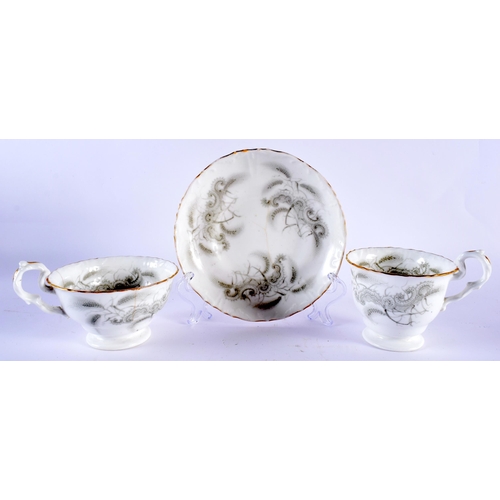 35 - THREE EARLY TO MID 19TH CENTURY ENGLISH PORCELAIN TRIOS together with another similar cup and saucer... 