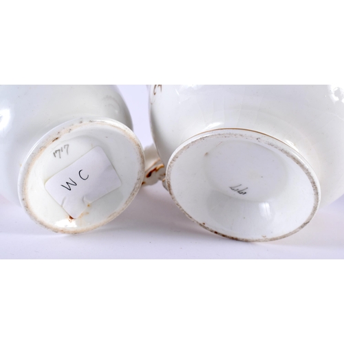 35 - THREE EARLY TO MID 19TH CENTURY ENGLISH PORCELAIN TRIOS together with another similar cup and saucer... 