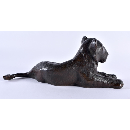 350 - Alfred Sabisch (C1930) German, Bronze, Seated lion. 23 cm x 10 cm.