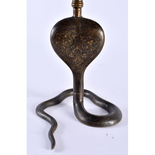 357 - A 19TH CENTURY INDIAN BRONZE BLACK ENAMELLED CORBA PEDESTAL STAND. 18 cm x 15 cm.