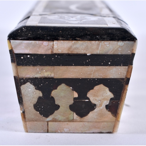 360 - A TURKISH MIDDLE EASTERN TORTOISESHELL AND MOTHER OF PEARL WRITING BOX. 22 cm x 14 cm.