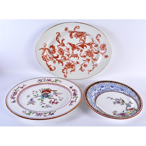 38 - TWO 19TH CENTURY ROYAL WORCESTER OVAL SERVING DISHES together with a similar Aesthetic movement Roya... 