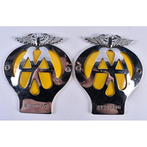 380 - Two Unused AA Car Badges with original packaging and mounting bracket.  11cm x 9.5cm