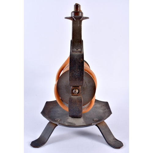 384 - A RARE LARGE ARTS AND CRAFTS WROUGHT IRON WAX JACK of stylised form. 28 cm x 20 cm.