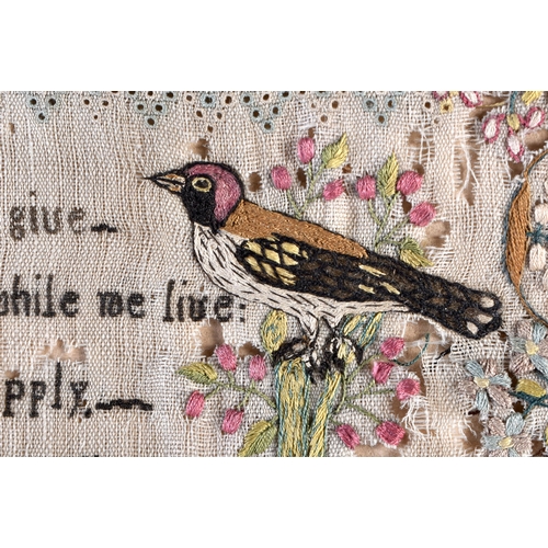 386 - AN EARLY 19TH CENTURY ENGLISH EMBROIDERED SAMPLER by Ann Smith June 12th 1810. 34 cm square.