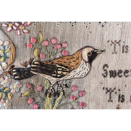 386 - AN EARLY 19TH CENTURY ENGLISH EMBROIDERED SAMPLER by Ann Smith June 12th 1810. 34 cm square.