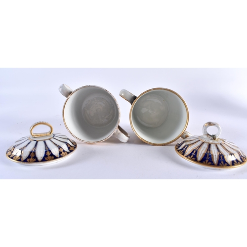 39 - A LATE 18TH CENTURY ENGLISH PORCELAIN PART TEASET comprising of teapot & two twin handled cups, cove... 