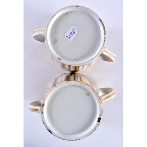 39 - A LATE 18TH CENTURY ENGLISH PORCELAIN PART TEASET comprising of teapot & two twin handled cups, cove... 