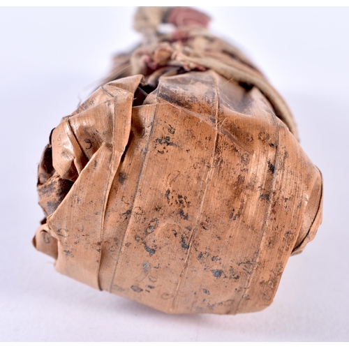 400A - A Mummified Object wrapped in Papyrus, 19cm x 5cm x 4cm, weight 73g