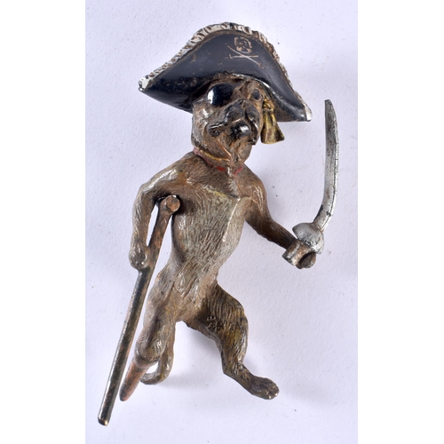 400D - An Antique Bronze Pug Dog dressed as a Pirate. 10.5cm x 5cm x 3cm, weight 219.7g