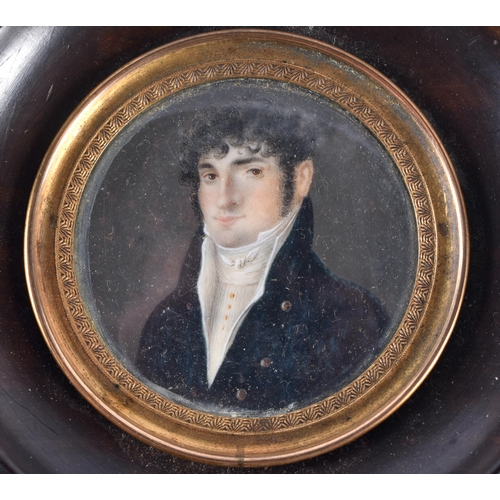 400L - A Regency Framed Portrait Miniature of a Gentleman. 10.5cm x 10.5cm